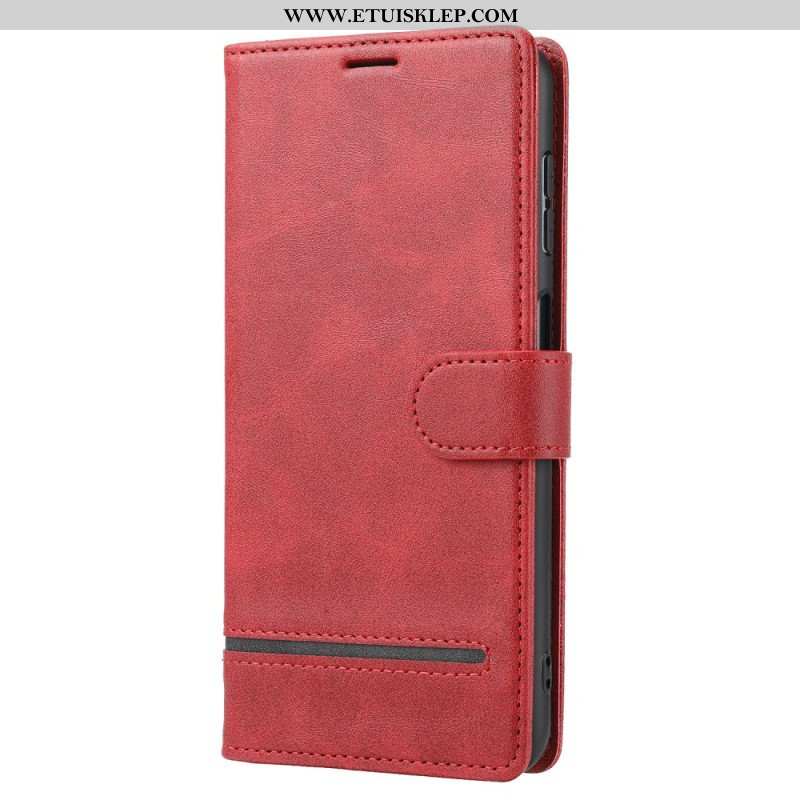 Etui Folio do Poco X5 5G Liniowy Efekt Skóry